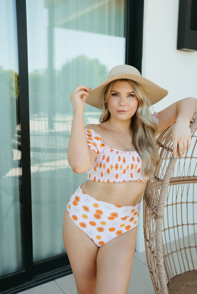 Women's Sleeved Bikini | Yellow/Orange Floral