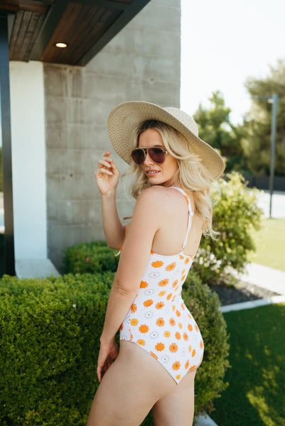 Women's Tie One Piece | Yellow/Orange Floral