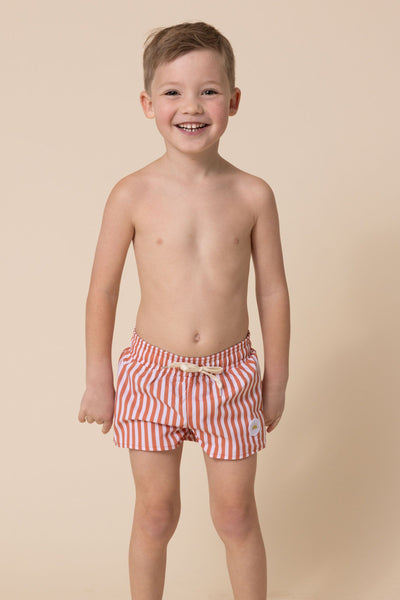 Boy's Boardshort | Terracotta Stripe