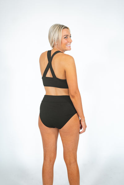 Women's Basic Bikini | Black Ribbed