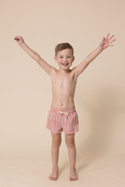 Boy's Boardshort | Terracotta Stripe