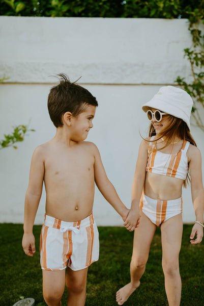 Girl's Basic Bikini | Retro Stripe