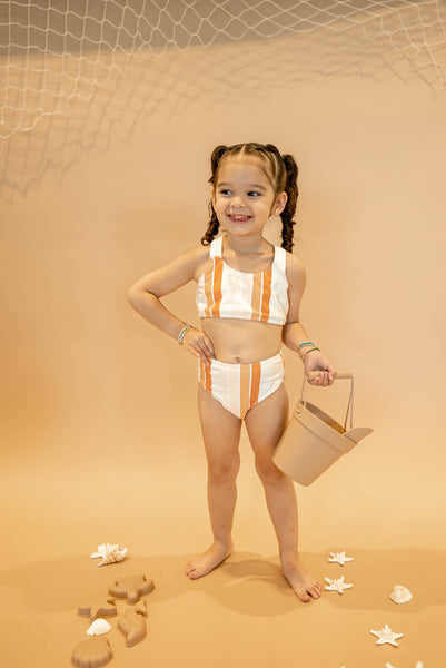 Girl's Basic Bikini | Retro Stripe